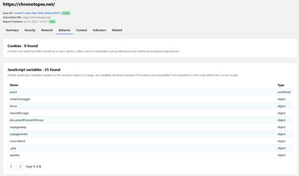 Cookie analysis of chronotopes.net with Cloudflare Radar documenting that no cookies are set for bergholt.net - neither first nor third-party cookies.